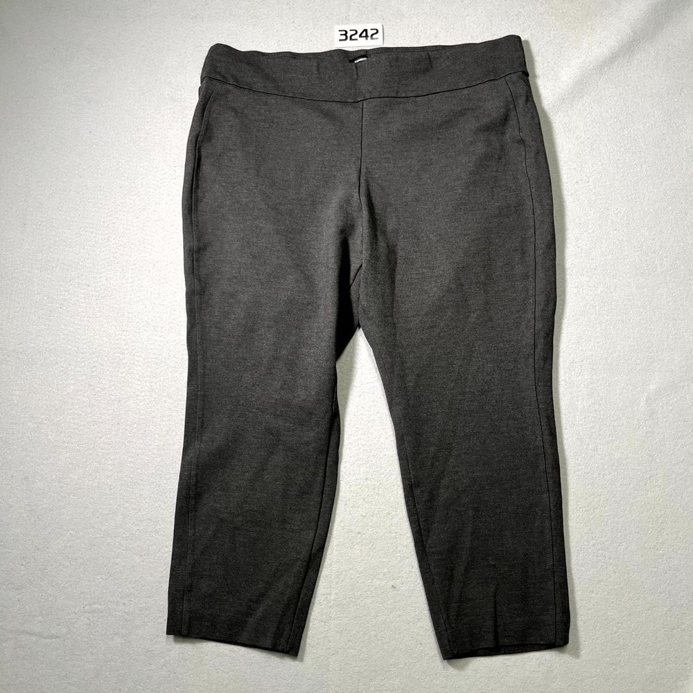 Express Ponte Pants Womens 2XL Black Classic Pull On Split Hem Elastic Waist